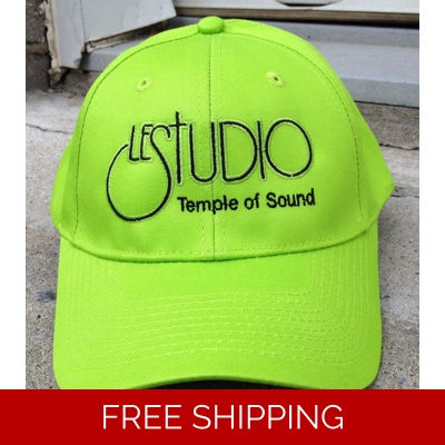 Le Studio Baseball Hat Lime Green Black Front Logo TOS